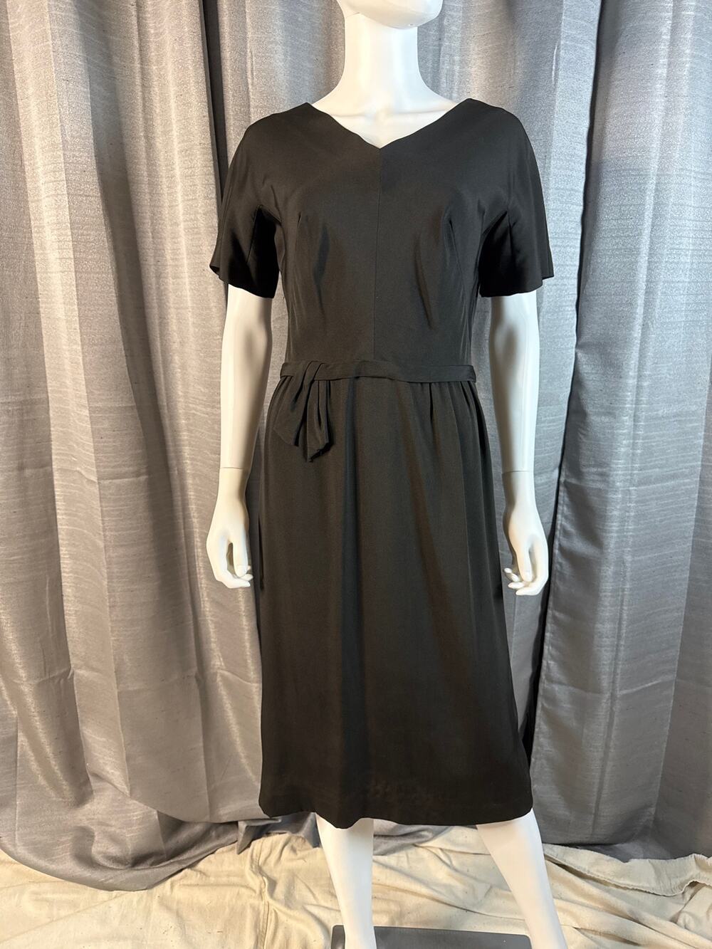 Vintage Black Silk Cocktail Dress Sz M-L